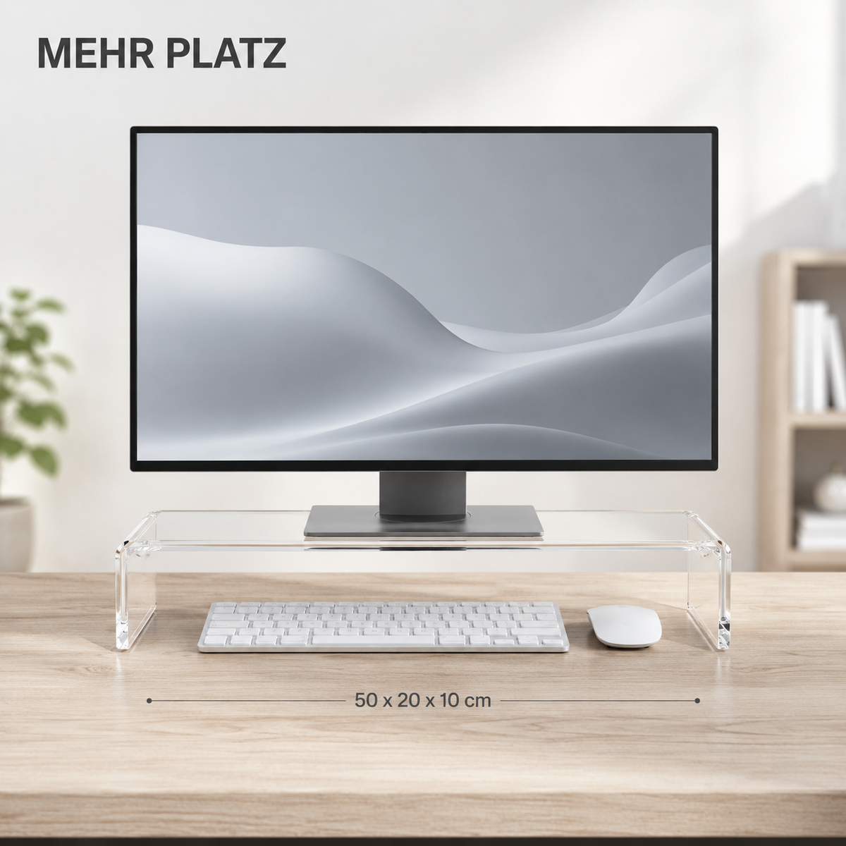 Acrylglas Monitorständer 50 × 20 × 10 cm, Bildschirmerhöhung von semper plastic
